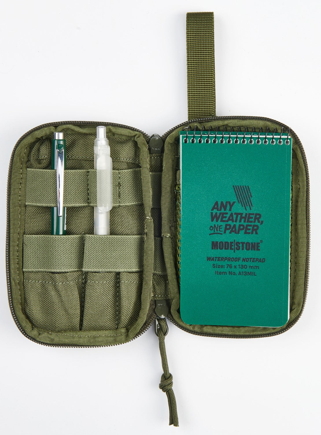 Modestone P13 EDC Pouch Small – GREEN (fits 3x5”, 76x130mm top spiral notebooks)