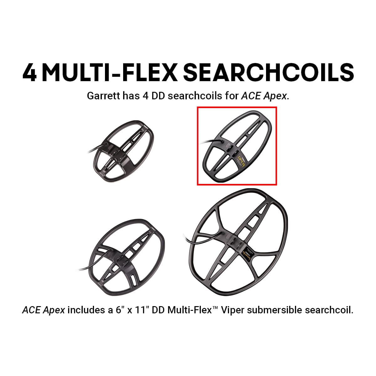 Garrett ACE APEX 6"x11" Coil Wireless Package