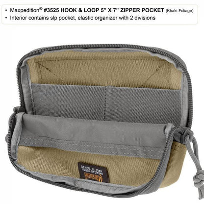Maxpedition Hook & Loop 5" x 7" Zipper Pocket - Khaki-Foliage