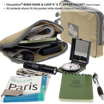 Maxpedition Hook & Loop 5" x 7" Zipper Pocket - Khaki-Foliage